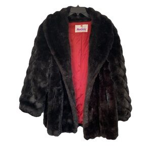 Vintage Monterey Fashions Black Faux Fur Women’s Jacket – Size 12
